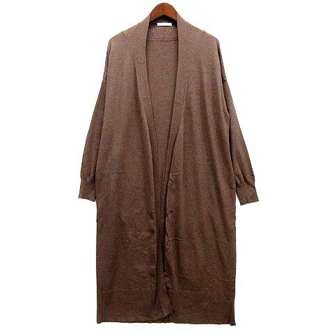 Rakuten - 【中古】ミューカ MJUKA ロング ニット カーディガン ボタンレス 長袖 ブラウンベージュ F レディース 【ベクトル 古着】 251112