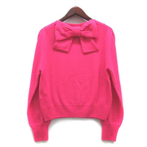 【中古】フランシュリッペ franche lippee BLACK カシミヤ100％ ニット バックリボン セーター 長袖 ネ..