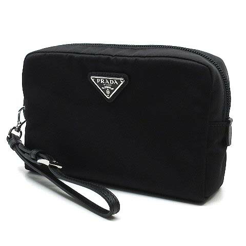 楽天古着 買取＆販売 ベクトルイズム【中古】プラダ PRADA トライアングルロゴ RE-NYLON ナイロン ポーチ ストラップ付 1NS021 R067 F0002 ブラック 黒 RFID 美品 レディース 【ベクトル 古着】 251122