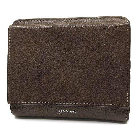 Rakuten - 【中古】ゲンテン genten フレスコ 二つ折り 財布 レザー ローズグレー レディース 【ベクトル 古着】 260112