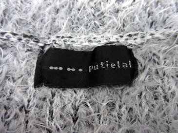 putielal プチエラル ボーダー クルーネック シャギー 長袖 ニット チュニック M グレー ピンク ホワイト レディース 【中古】【ベクトル 古着】 170904 古着 買取&販売 ベクトルイズム