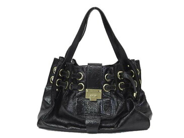 【中古】JIMMY CHOO ジミーチュウ ラモナ パテント レザー トート ショルダー バッグ ブラック レディース 【ベクトル 古着】 190215 古着 買取&販売 ベクトルイズム
