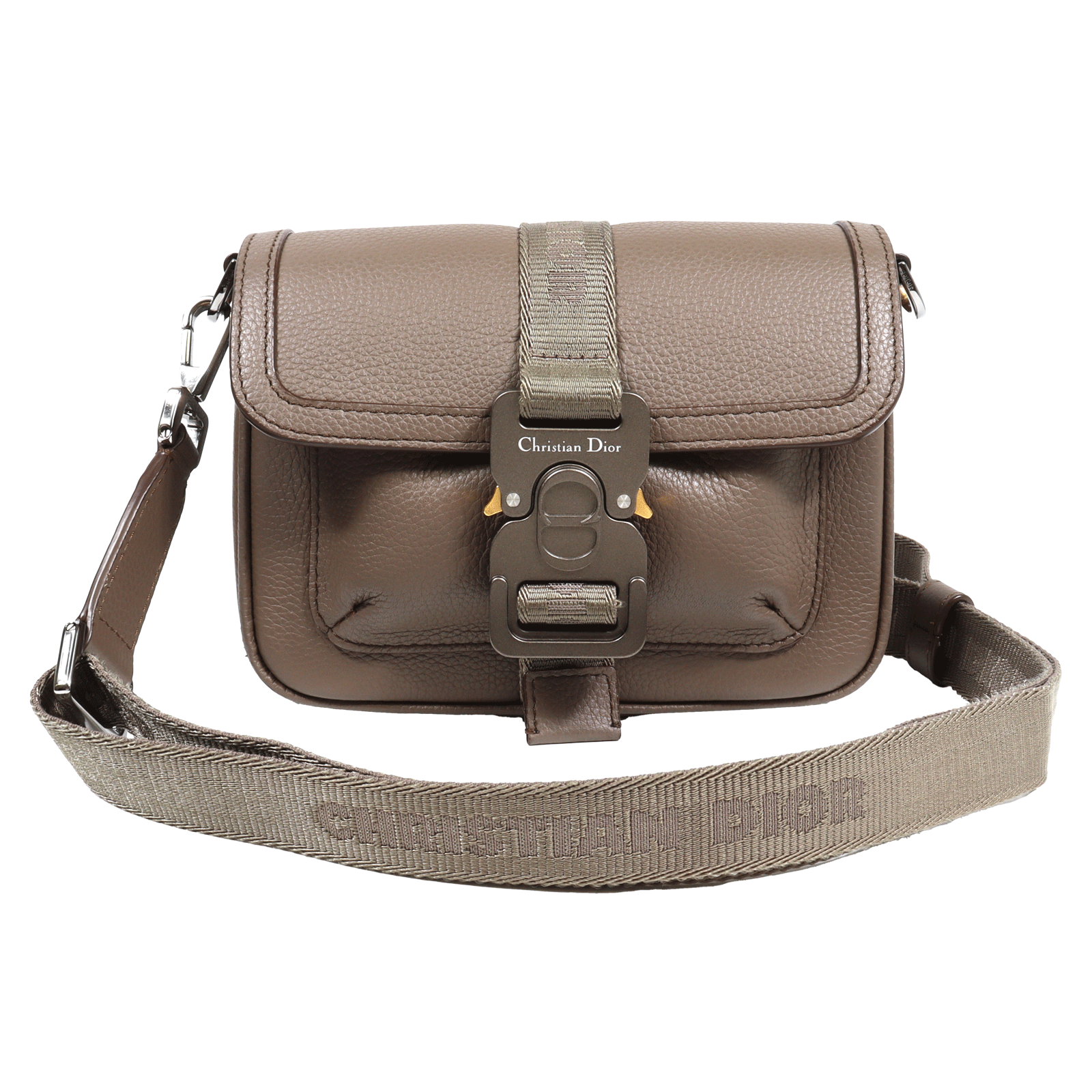 CHRISTIAN DIOR - Christian Dior クリスチャン ディオール ヒットザロード ミニ ショルダーバッグ 2HTCA458YMJ カーフスキン レザー ダークグリーン カーキ バッグ おしゃれ ブランド ブランドバッグ ブランド品 送料無料 【中古】
