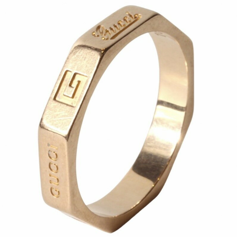 【中古】GUCCI グッチ K18PG オクタゴナル リング ロゴ #16 15号 ピンクゴールド 指輪 アクセサリー