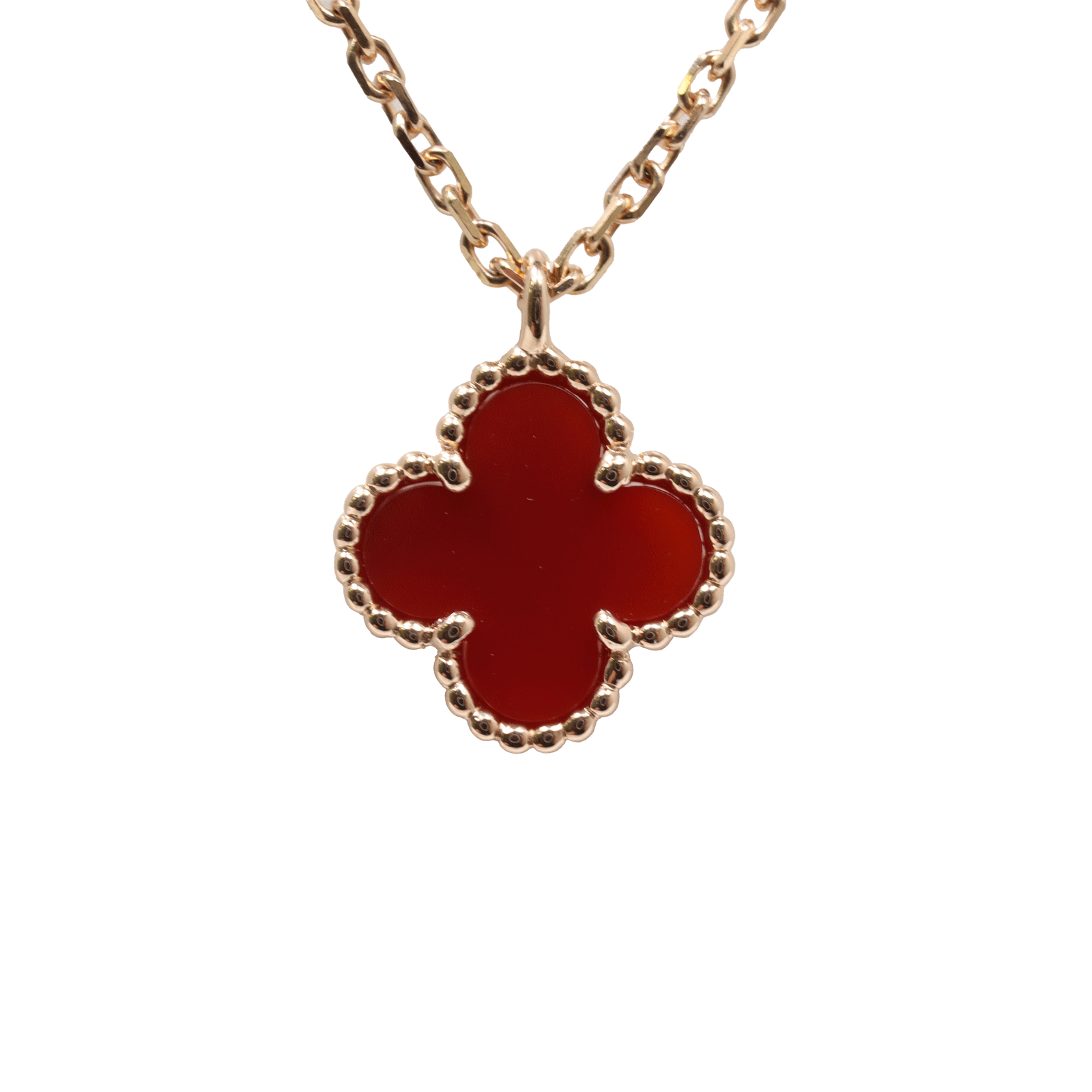 新品仕上げ Van Cleef & Arpels ヴァンクリーフ＆アーペル K18 RG スウィートアルハンブラ ネックレス カーネリアン VCARN59M00 ジュエリー アクセサリー おしゃれ レディース 母の日 誕生日 プレゼント 送料無料 【中古】
