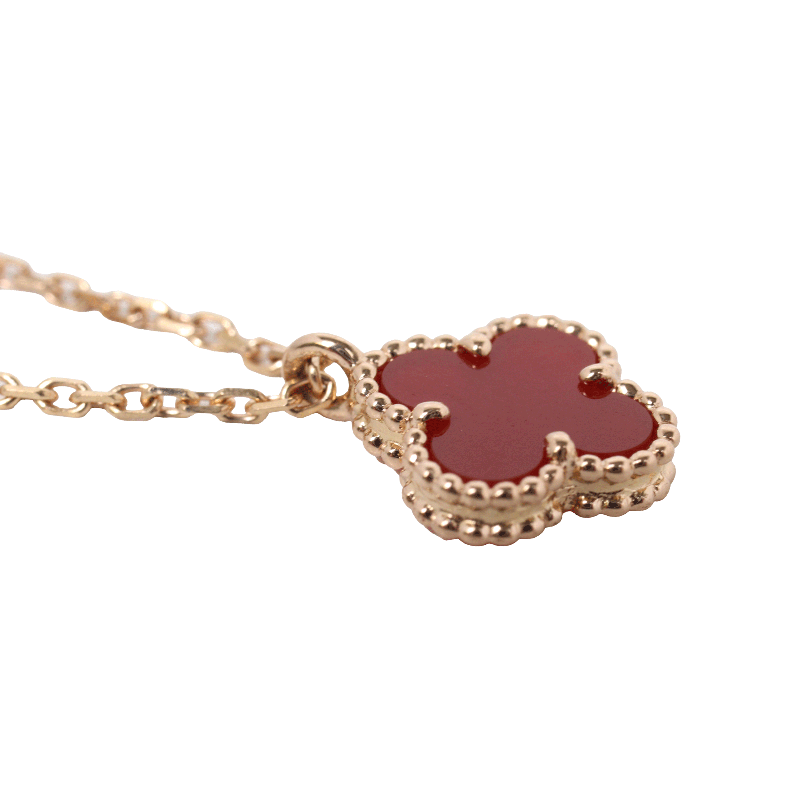 新品仕上げ Van Cleef & Arpels ヴァンクリーフ＆アーペル K18 RG スウィートアルハンブラ ネックレス カーネリアン VCARN59M00 ジュエリー アクセサリー おしゃれ レディース 母の日 誕生日 プレゼント 送料無料 【中古】