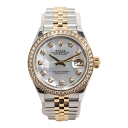 1年間保証 新品仕上げ ROLEX ロレックス デイトジャスト 28 279383RBR ランダム番 10P ダイヤベゼル マザーオブパール ホワイトシェル文字...
