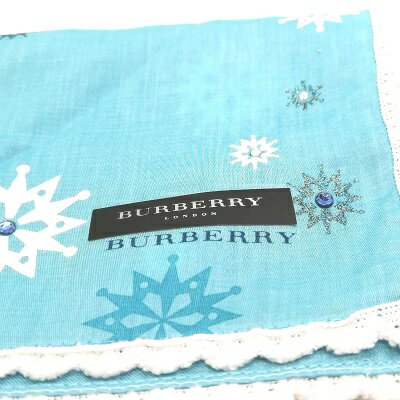 スーパーセール♪全品P10倍メール便対応OK【売れ筋】】【限定1枚】【未使用ハンカチ】BURBERRYバーバリーハンカチ【ブルー系】