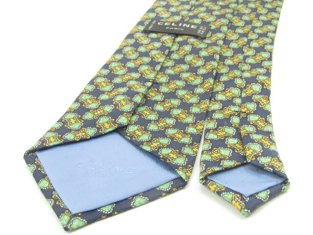 スーパーセール♪全品P10倍【中古ネクタイ】【値下げ】メール便対応OKCELINEセリーヌネクタイ【パターン・規則柄系】【ネイビー系】【ランクAB】【ネクタイ中古】