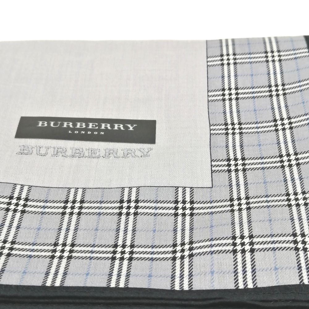 今週もやります♪全品P10倍メール便対応OK【売れ筋】【限定1枚】【未使用ハンカチ】BURBERRYバーバリーハンカチ【ブルーグレー系】 2