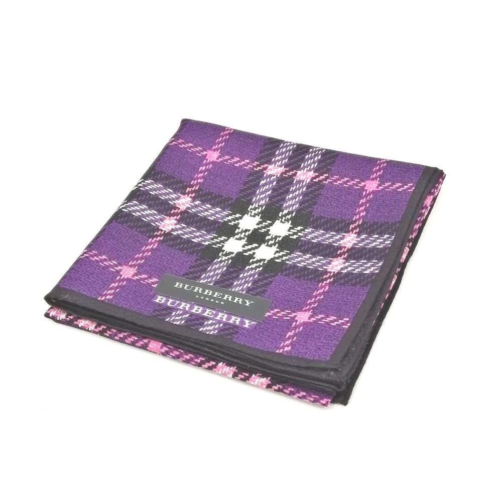 週末も当店でお買い物♪全品P10倍メール便対応OK【売れ筋】【未使用ハンカチ】BURBERRYバーバリーハンカチ【パープル系】