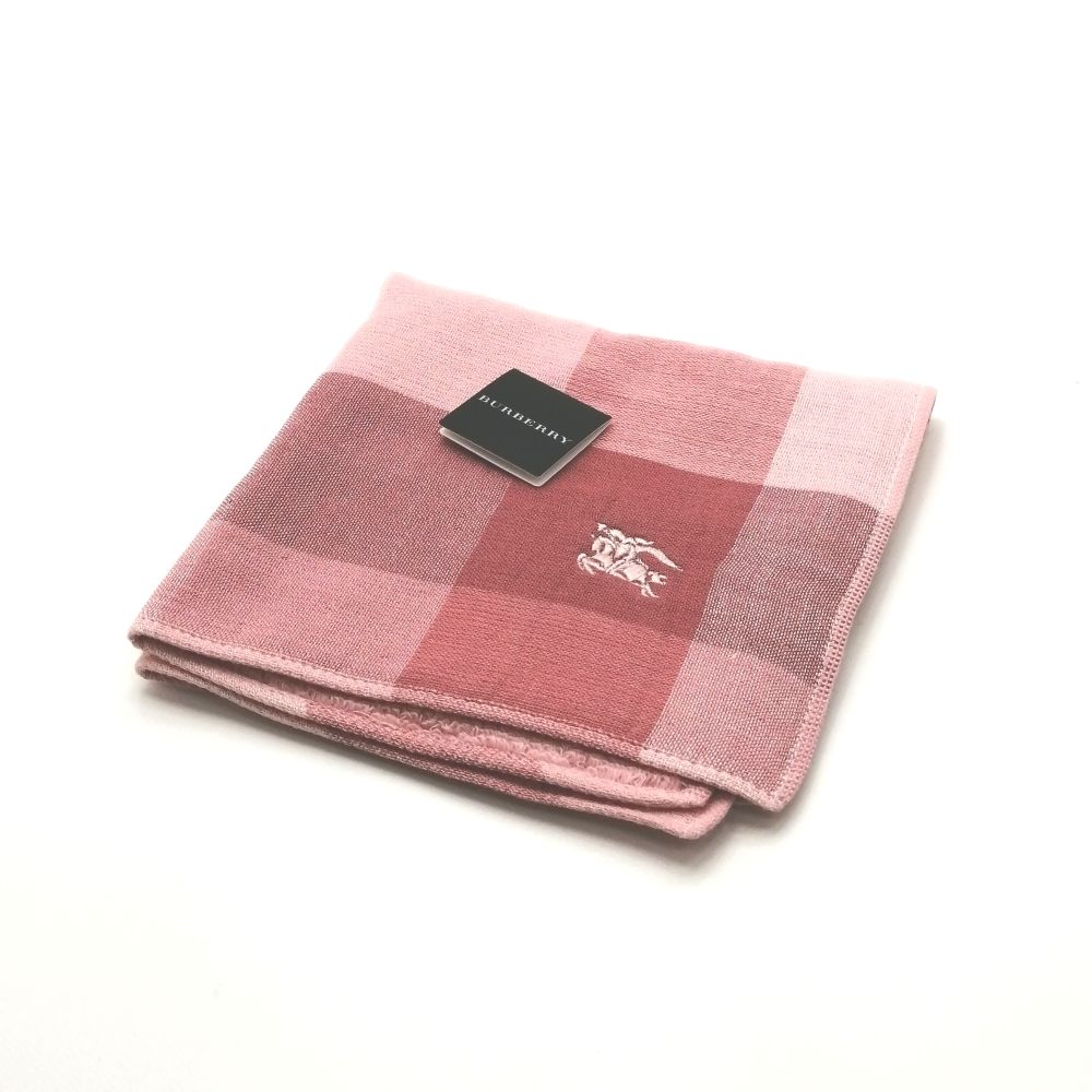 スーパーセール♪全品P10倍メール便対応OK【売れ筋】【未使用ハンカチ】BURBERRYバーバリータオルハンカチ【ピンク系】