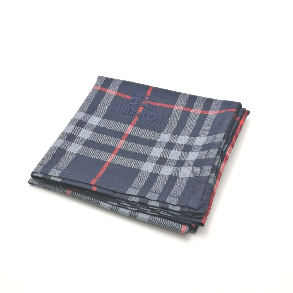 ブラックフライデー♪全品P10倍メール便対応OK【売れ筋】【限定1枚】【未使用ハンカチ】burberrysバーバリーズハンカチ【ネイビー系】