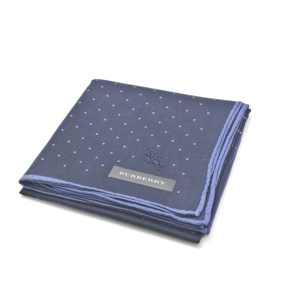 ブラックフライデー♪全品P10倍メール便対応OK【売れ筋】【未使用ハンカチ】BURBERRYバーバリーハンカチ【ネイビー系】