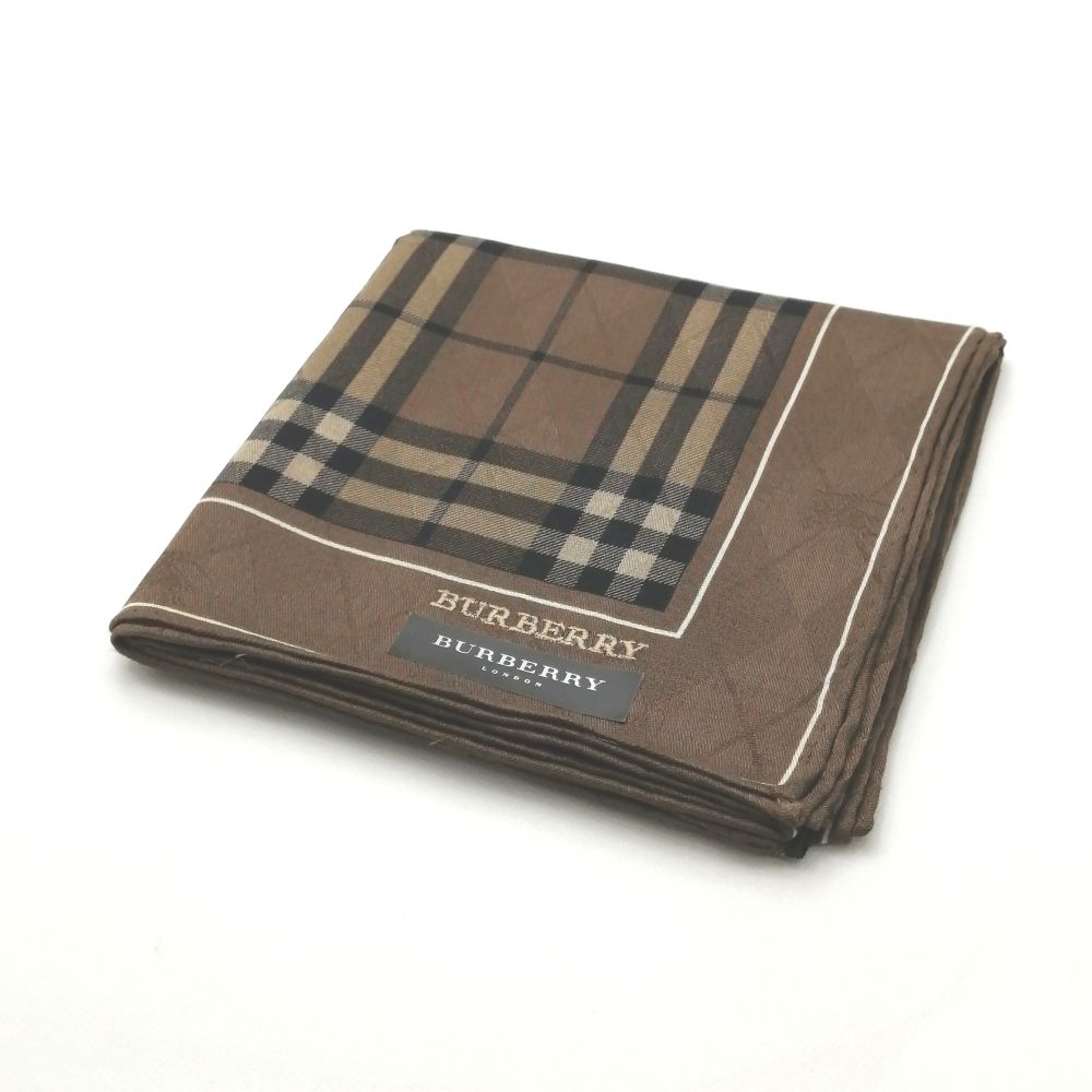 スーパーセール♪全品P10倍メール便対応OK【売れ筋】【未使用ハンカチ】BURBERRYバーバリーハンカチ【ブラウン系】