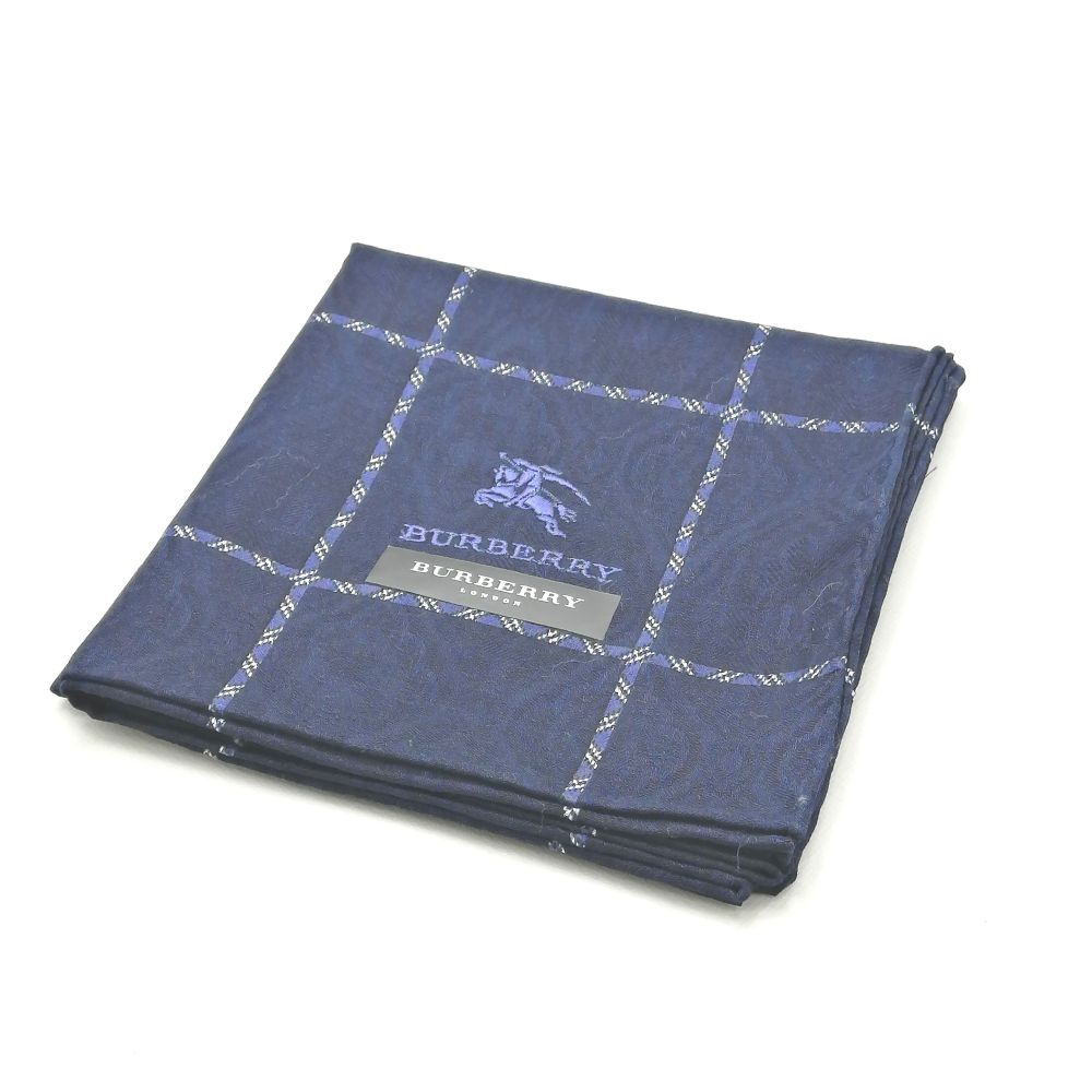 ブラックフライデー♪全品P10倍メール便対応OK【売れ筋】【未使用ハンカチ】BURBERRYバーバリーハンカチ【ネイビー系】