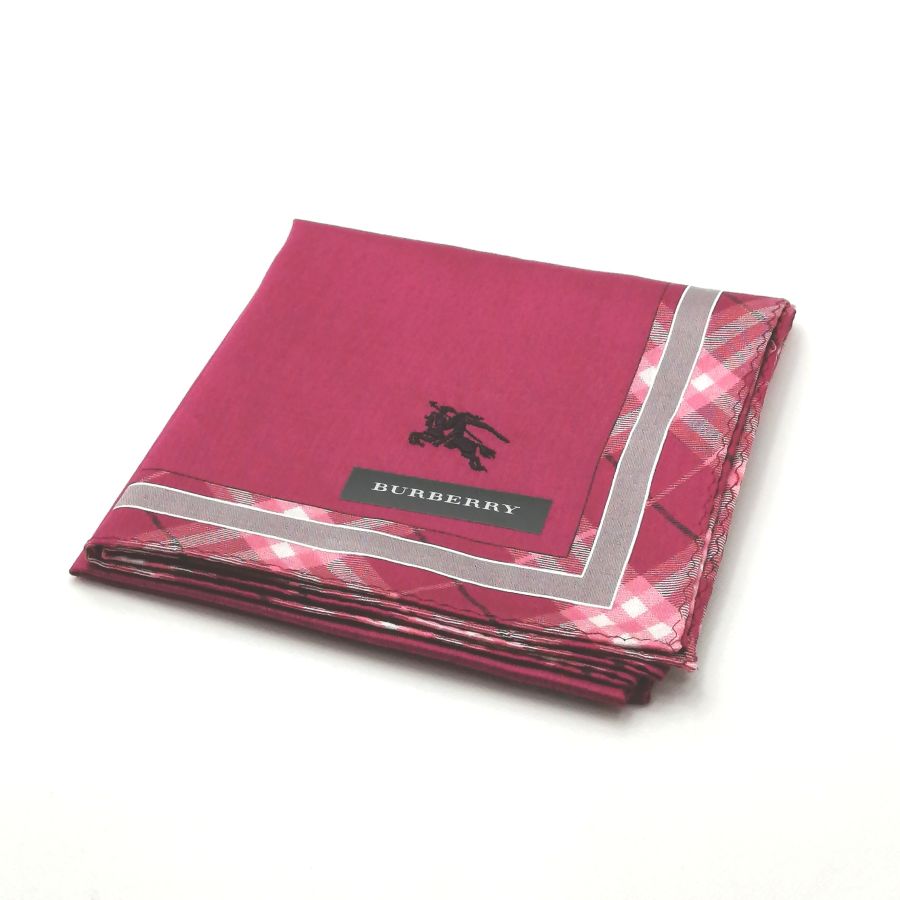 スーパーセール♪全品P10倍メール便対応OK【売れ筋】【未使用ハンカチ】BURBERRYバーバリーハンカチ【赤紫系】