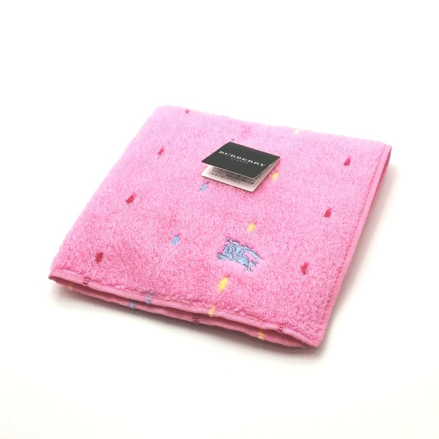 ブラックフライデー♪全品P10倍メール便対応OK【売れ筋】【未使用ハンカチ】BURBERRYバーバリータオルハンカチ【ピンク系】