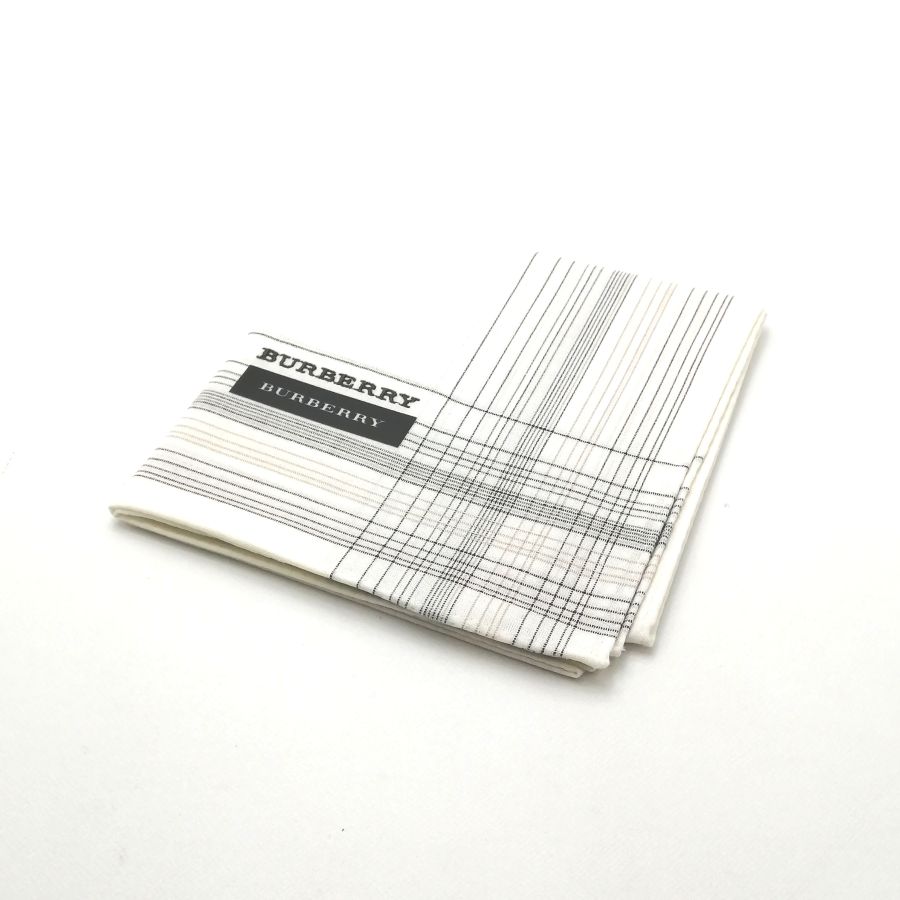 お買い物マラソン♪全品P10倍メール便対応OK【売れ筋】【限定1枚】【未使用ハンカチ】BURBERRYバーバリーハンカチ【ホワイト系】