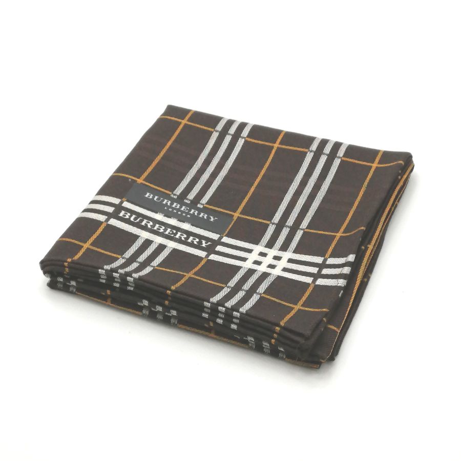 ブラックフライデー♪全品P10倍メール便対応OK【売れ筋】【未使用ハンカチ】BURBERRYバーバリーハンカチ【ブラウン系】