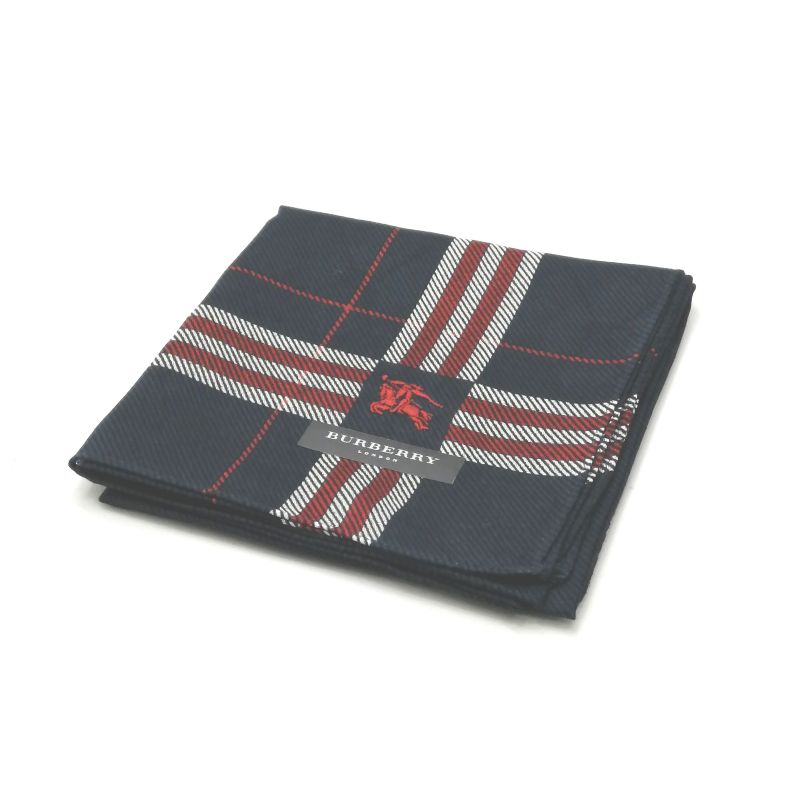 スーパーセール♪全品P10倍メール便対応OK【売れ筋】【未使用ハンカチ】BURBERRYバーバリーハンカチ【ネイビー系】