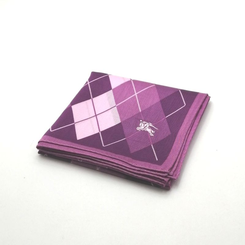 スーパーセール♪全品P10倍メール便対応OK【売れ筋】【現品限り】【未使用ハンカチ】BURBERRYバーバリーハンカチ【パープル系】