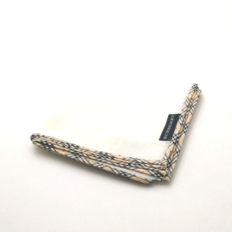 スーパーセール♪全品P10倍メール便対応OK【売れ筋】【未使用ハンカチ】BURBERRYバーバリーハンカチ【オフホワイト系】