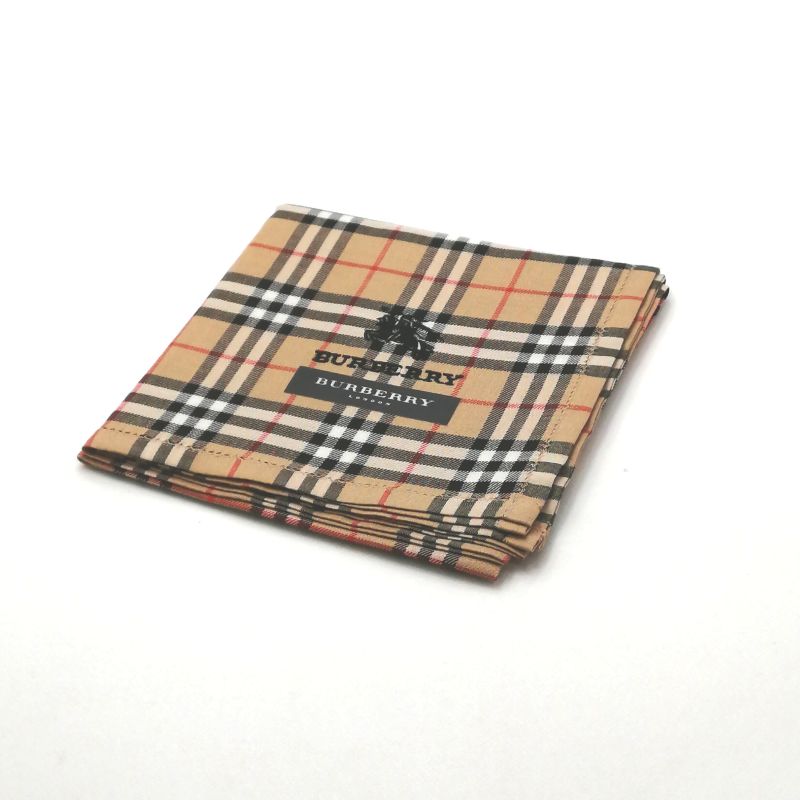 当店でのお買物でSPUトータルP10倍～♪メール便対応OK【売れ筋】【未使用ハンカチ】BURBERRYバーバリーハンカチ【ブラウン系】