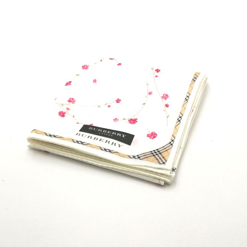 スーパーセール♪全品P10倍メール便対応OK【売れ筋】【未使用ハンカチ】BURBERRYバーバリーハンカチ【ホワイト系】