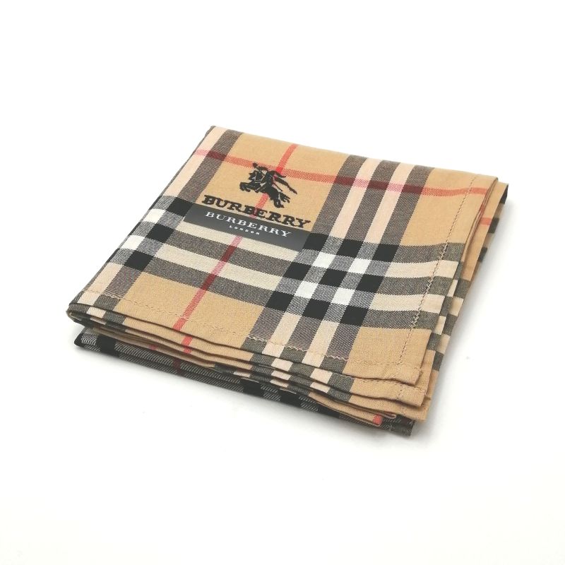 スーパーセール♪全品P10倍メール便対応OK【売れ筋】【限定1枚】【未使用ハンカチ】BURBERRYバーバリーハンカチ【ブラウン系】