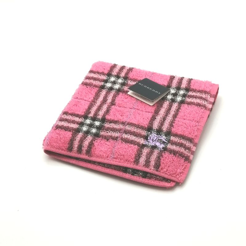 月初も当店でお買い物♪P10倍メール便対応OK【売れ筋】【限定1枚】【未使用ハンカチ】BURBERRYバーバリータオルハンカチ【ピンク系】