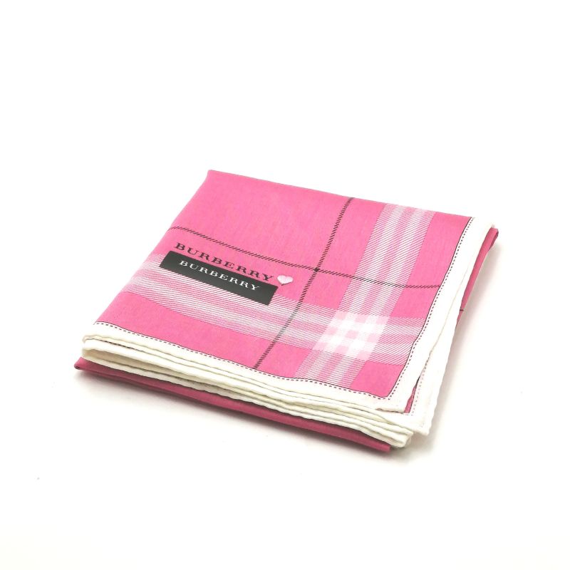 当店でのお買物でSPUトータルP10倍～♪メール便対応OK【売れ筋】【未使用ハンカチ】BURBERRYバーバリーハンカチ【ピンク系】
