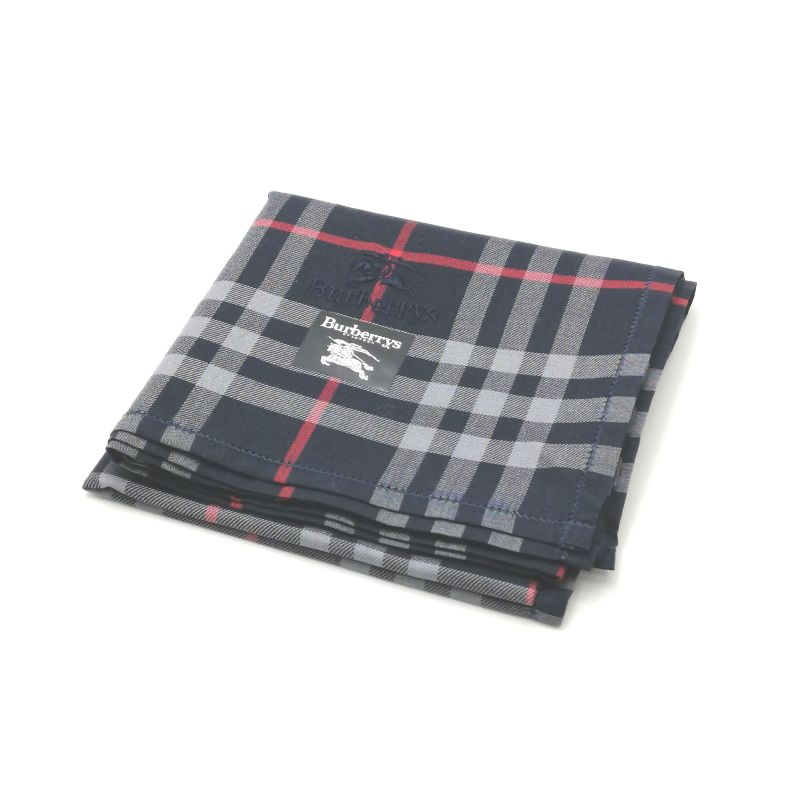 月末も当店でお買い物♪P10倍メール便対応OK【売れ筋】【未使用ハンカチ】burberrysバーバリーズハンカチ【ネイビー系】