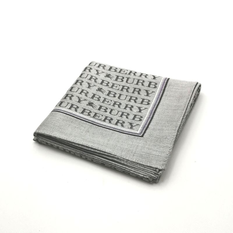 スーパーセール♪全品P10倍メール便対応OK【売れ筋】】【未使用ハンカチ】BURBERRYバーバリーハンカチ【シルバー系】