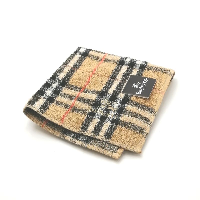 月初も当店でお買い物♪P10倍メール便対応OK【売れ筋】【限定1枚】【未使用ハンカチ】buraberrysバーバリーズタオルハンカチ【ブラウン系】