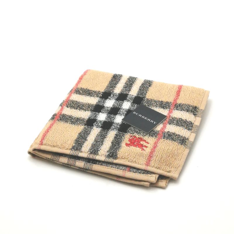 月初も当店でお買い物♪P10倍メール便対応OK【売れ筋】【限定1枚】【未使用ハンカチ】BURBERRYバーバリータオルハンカチ【ブラウン系】