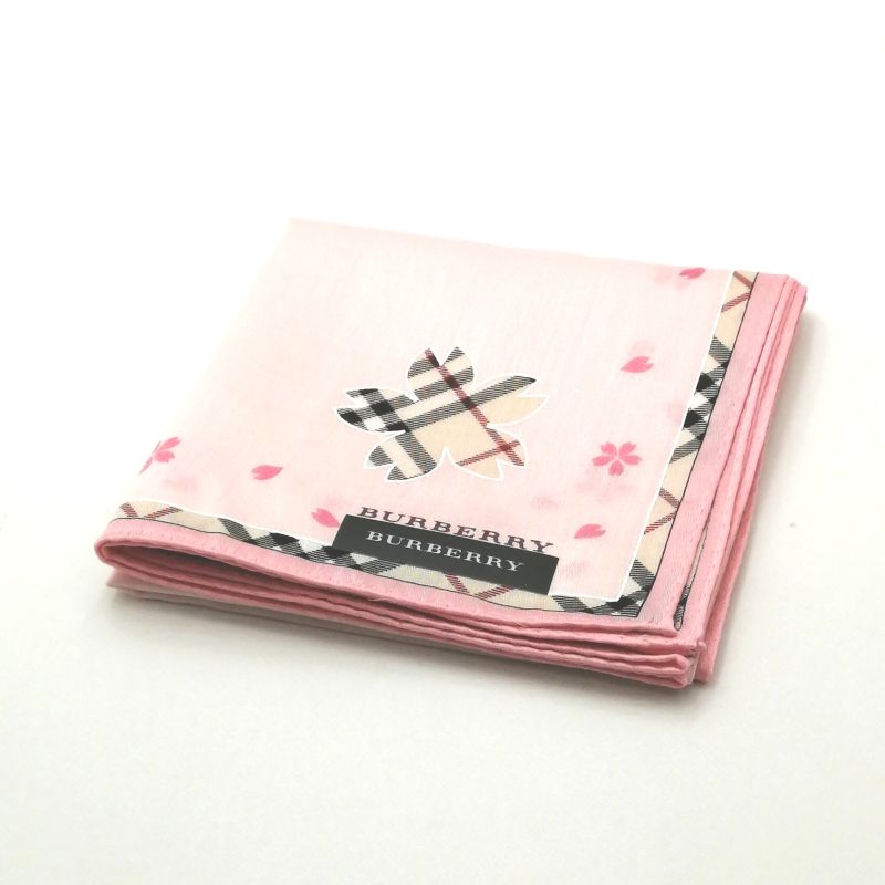 スーパーセール♪全品P10倍メール便対応OK【売れ筋】【訳アリ】【未使用ハンカチ】BURBERRYバーバリーハンカチ【ピンク系】
