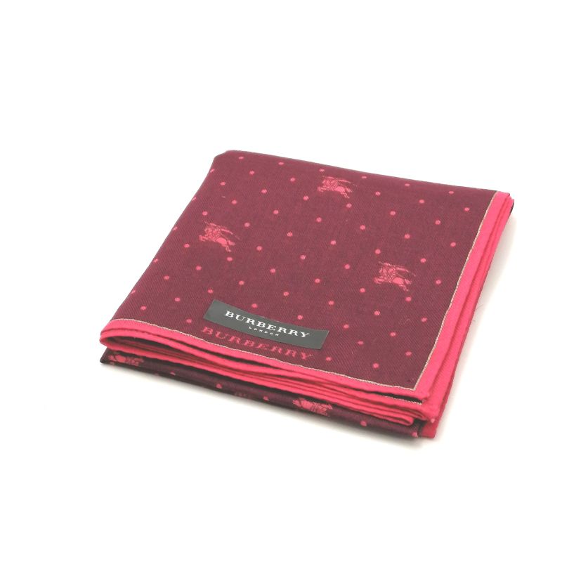 スーパーセール♪全品P10倍メール便対応OK【売れ筋】【未使用ハンカチ】BURBERRY ハンカチ【赤紫系】