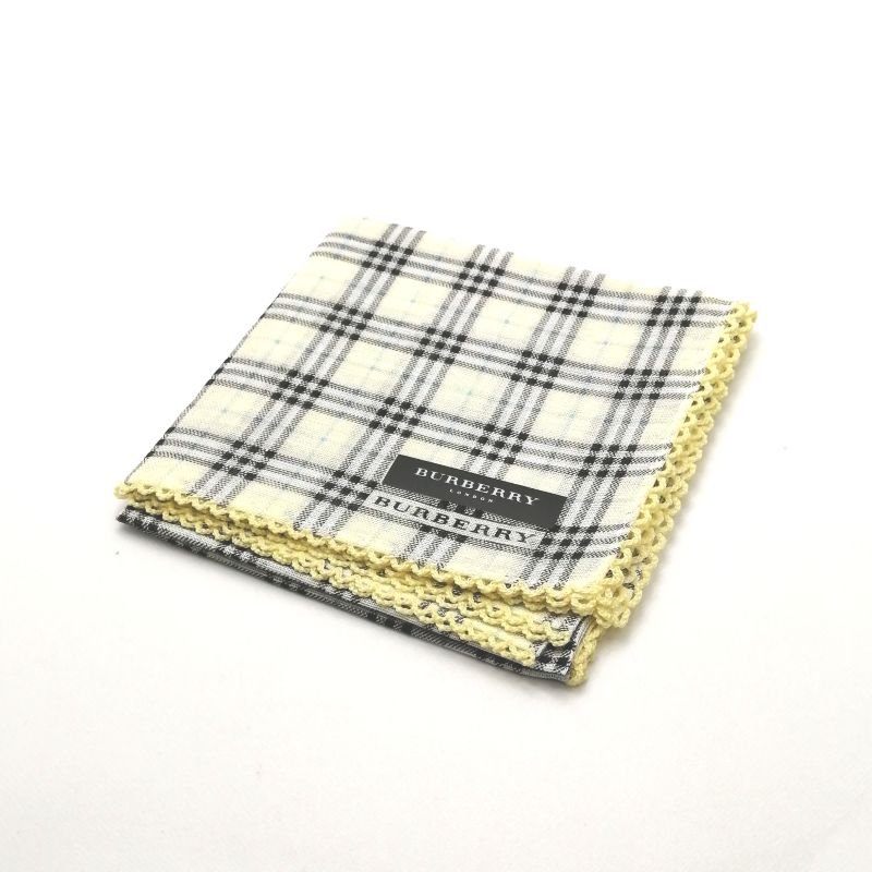 Sセール後夜祭♪全品P10倍メール便対応OK【売れ筋】【未使用ハンカチ】BURBERRYバーバリーハンカチ【イエロー系】