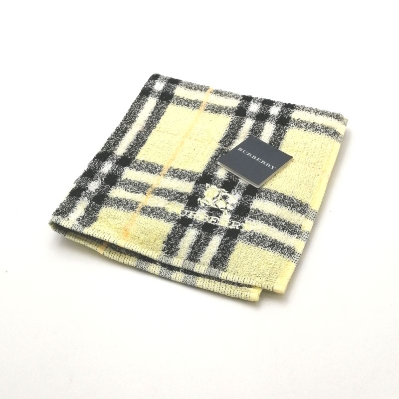 Sセール後夜祭♪全品P10倍メール便対応OK【売れ筋】【限定1枚】【未使用ハンカチ】BURBERRYバーバリータオルハンカチ【イエロー系】