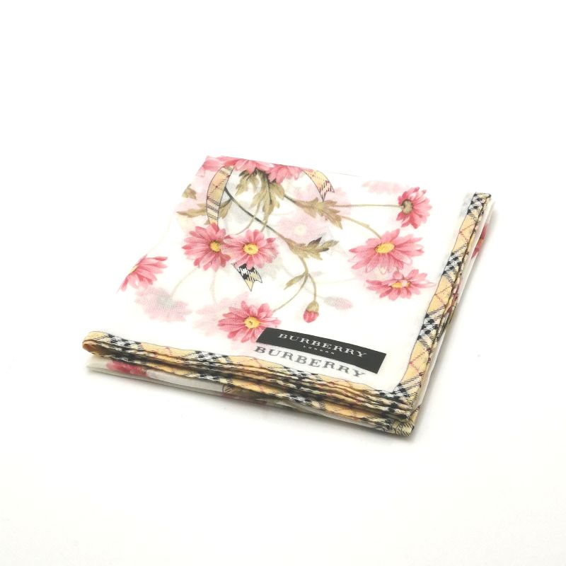 Sセール後夜祭♪全品P10倍メール便対応OK【売れ筋】【未使用ハンカチ】BURBERRYバーバリーハンカチ【ホワイト系】