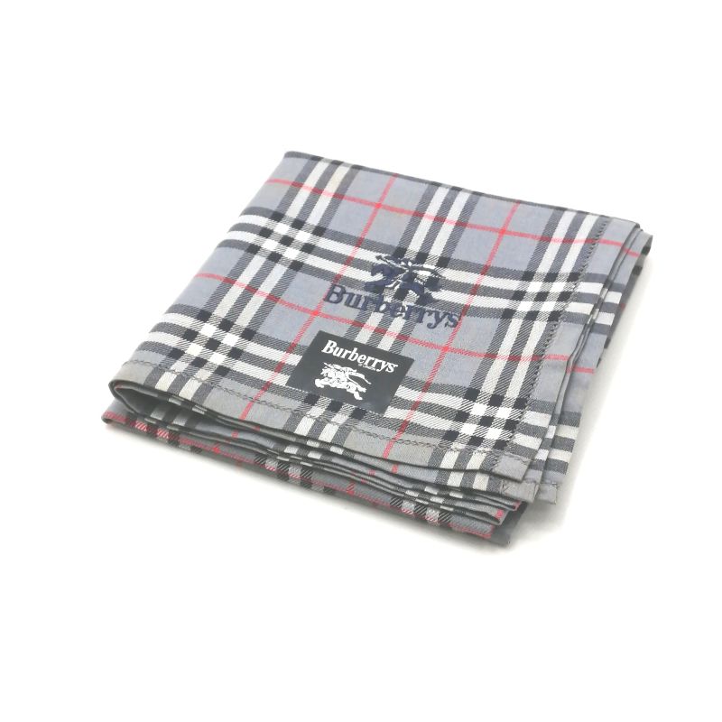 Sセール後夜祭♪全品P10倍メール便対応OK【売れ筋】【未使用ハンカチ】burberrysバーバリーズハンカチ【ブルーグレー系】
