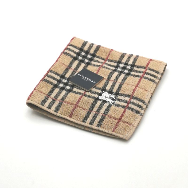 Sセール後夜祭♪全品P10倍メール便対応OK【売れ筋】【限定1枚】【未使用ハンカチ】BURBERRYバーバリータオルハンカチ【ブラウン系】