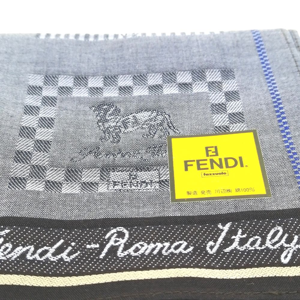 お買い物マラソン♪全品P10倍メール便対応OK【売れ筋】【未使用ハンカチ】FENDIフェンディハンカチ【ブルーグレー系】