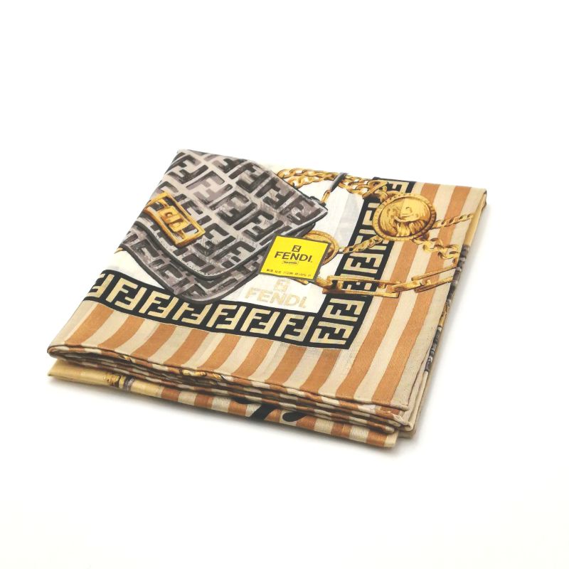 お買い物マラソン♪全品P10倍メール便対応OK【売れ筋】【未使用ハンカチ】FENDIフェンディハンカチ【ベージュ系】