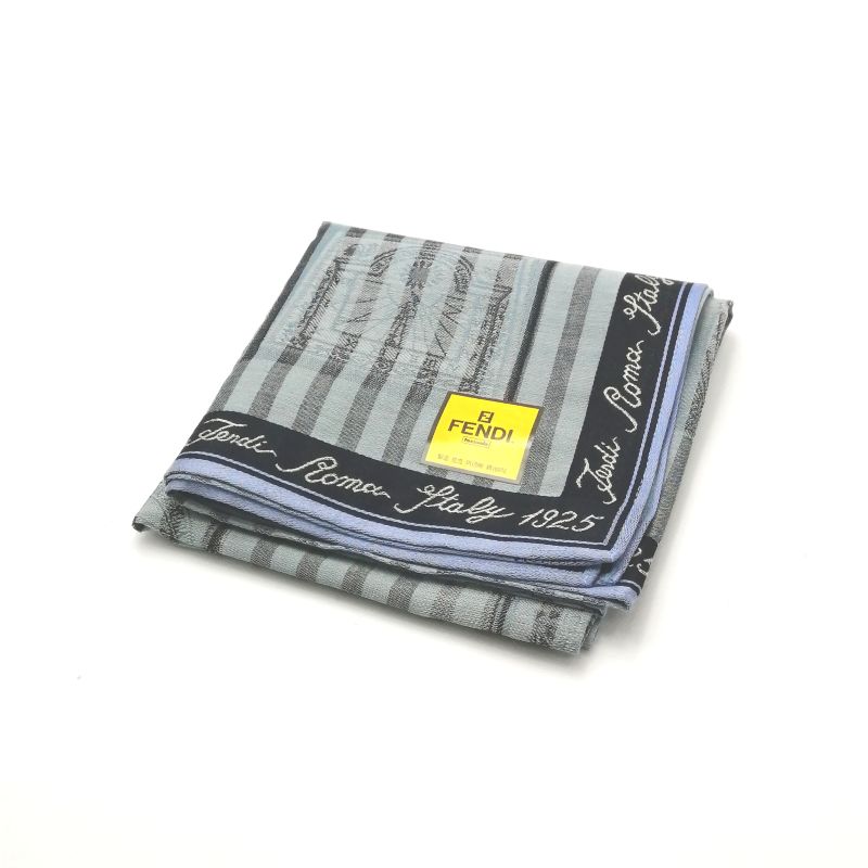 Sセール後夜祭♪全品P10倍メール便対応OK【売れ筋】【未使用ハンカチ】FENDIフェンディハンカチ【ブルーグレー系】