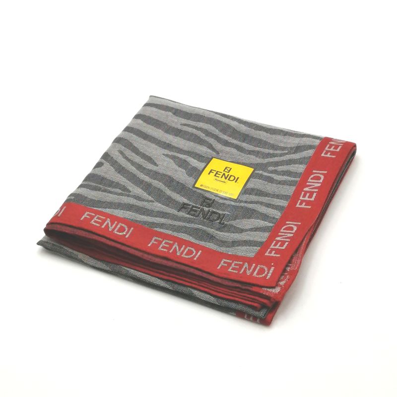 Sセール後夜祭♪全品P10倍メール便対応OK【売れ筋】【未使用ハンカチ】FENDIフェンディハンカチ【グレー系】