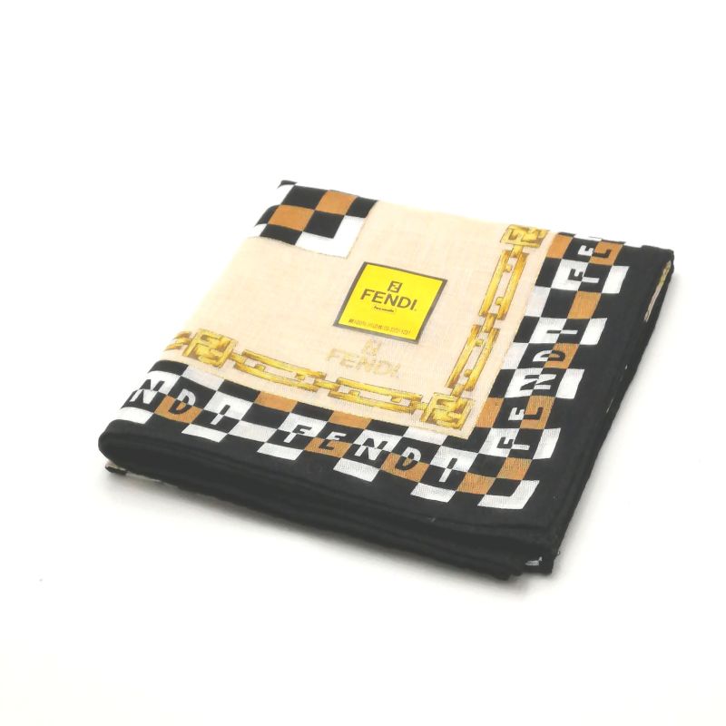 Sセール後夜祭♪全品P10倍メール便対応OK【売れ筋】【未使用ハンカチ】FENDIフェンディハンカチ【ベージュ系】