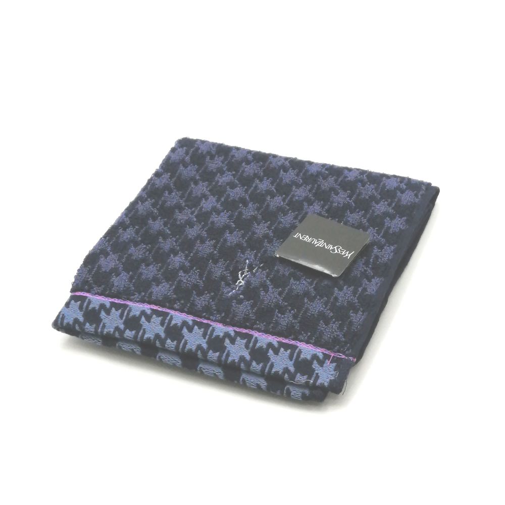 メール便対応OK【売れ筋】　【未使用ハンカチ】YVESSAINTLAURENTイヴサンローランタオルハンカチ【ネイビー系】