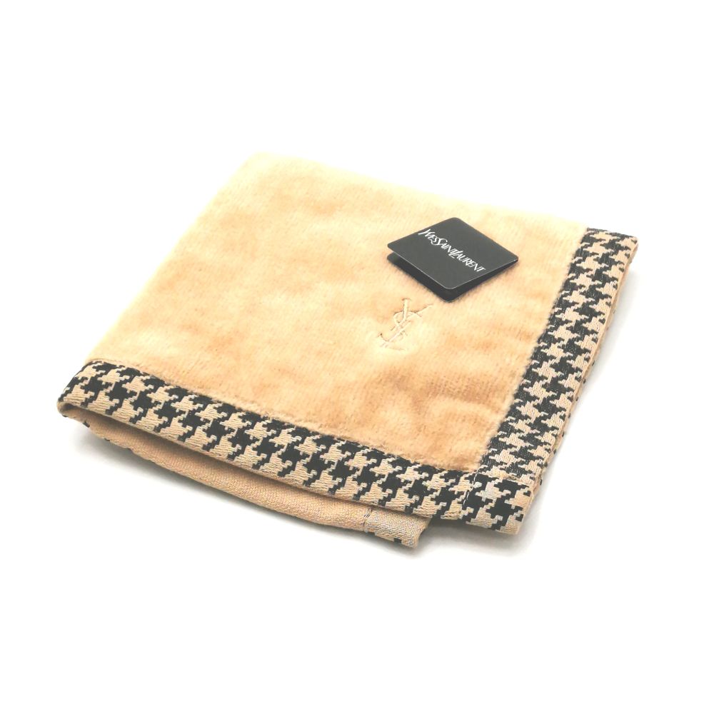 メール便対応OK【売れ筋】　【未使用ハンカチ】YVESSAINTLAURENTイヴサンローランタオルハンカチ【ブラウン系】